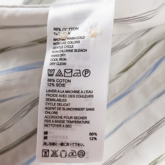 Tommy Bahama Silk Blend Buton Down Men's Medium White with Geometric Blue Green - Picture 8 of 12